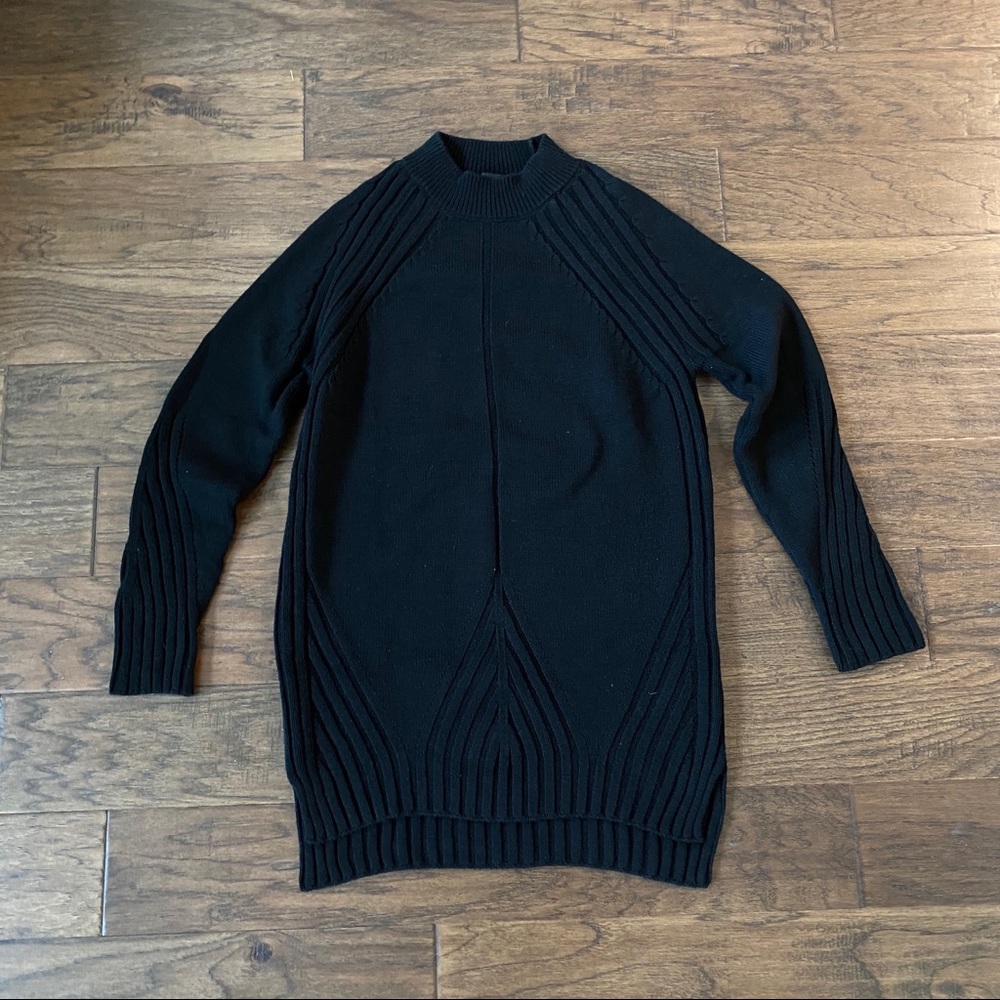 Topshop Black Sweater Mockneck Tunic Dress